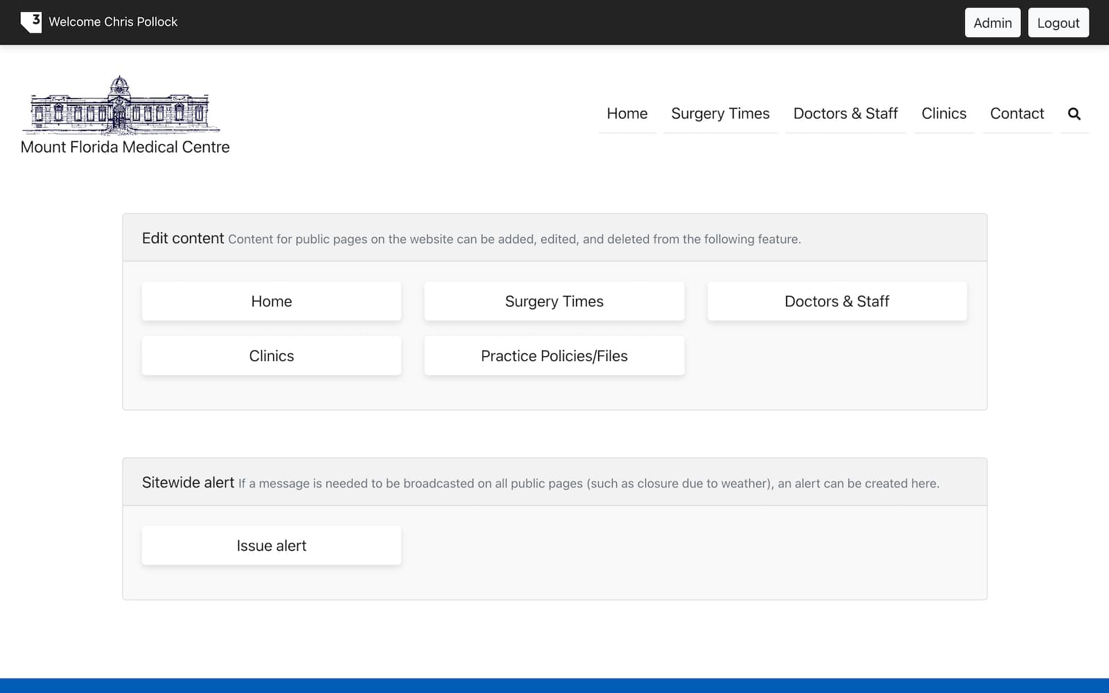 Content management system for practice managers