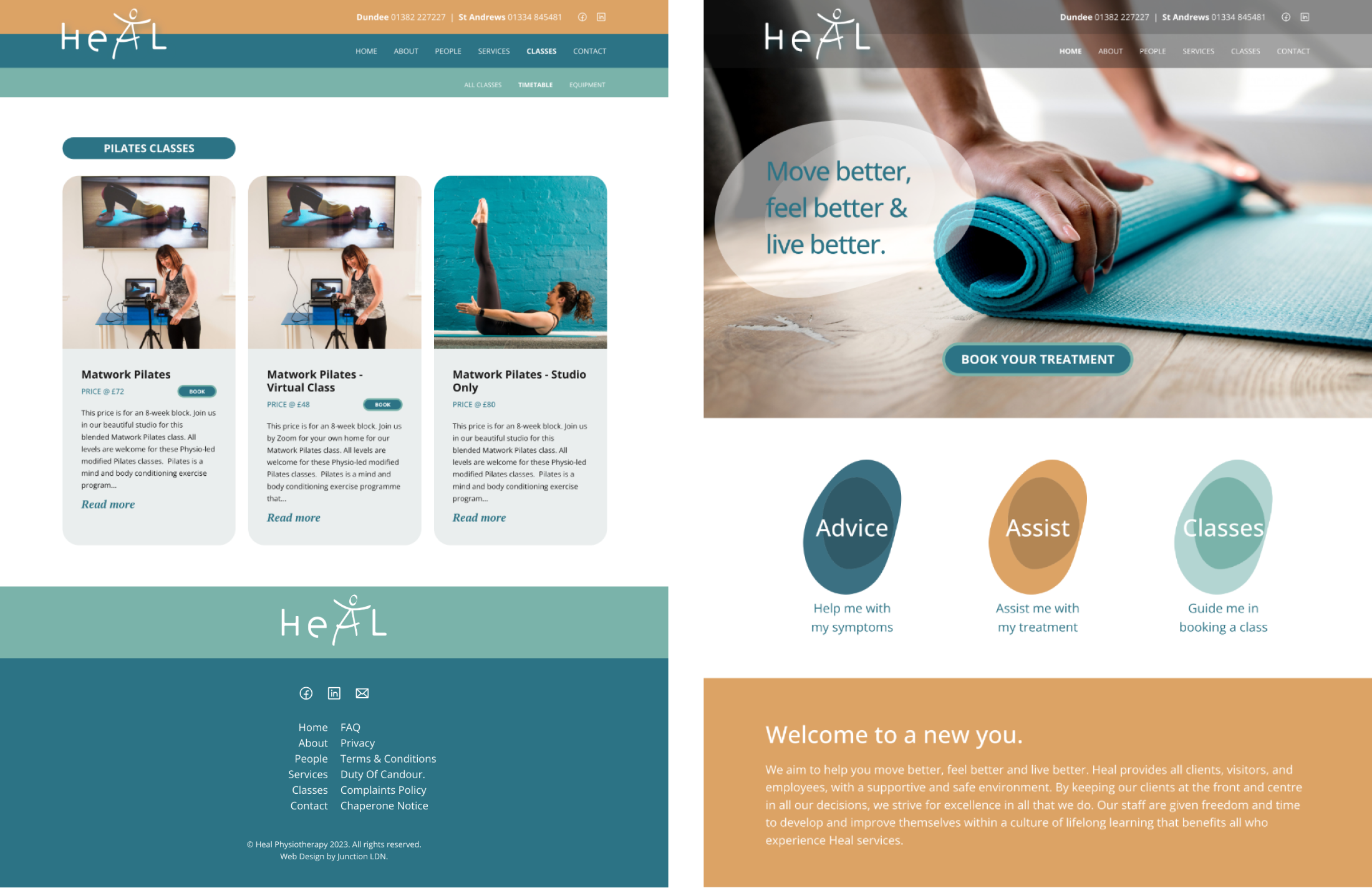 New site for physiotherapy chain, Heal. I worked with Junction LDN on this as a front end dev